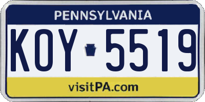 PA license plate KOY5519