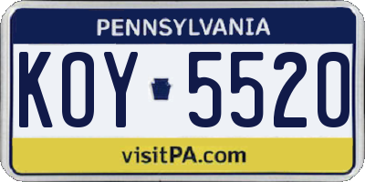 PA license plate KOY5520
