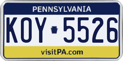 PA license plate KOY5526