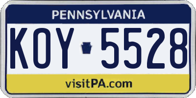 PA license plate KOY5528
