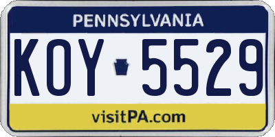 PA license plate KOY5529