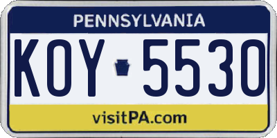 PA license plate KOY5530