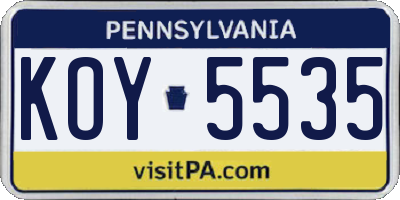 PA license plate KOY5535