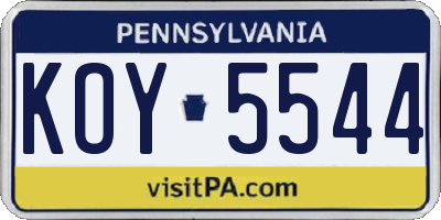 PA license plate KOY5544
