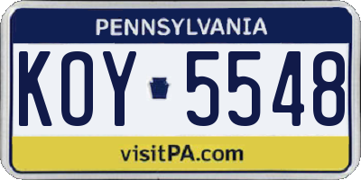 PA license plate KOY5548