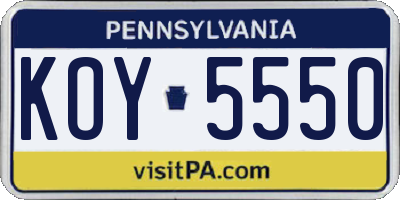 PA license plate KOY5550