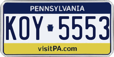 PA license plate KOY5553