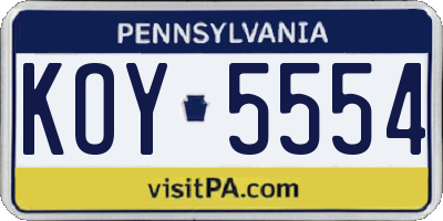 PA license plate KOY5554