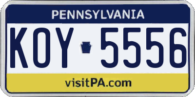 PA license plate KOY5556
