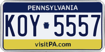 PA license plate KOY5557