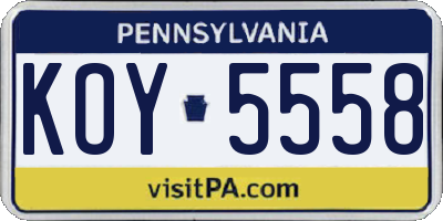 PA license plate KOY5558