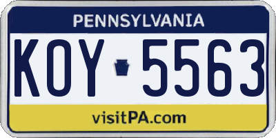 PA license plate KOY5563