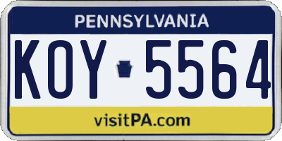 PA license plate KOY5564