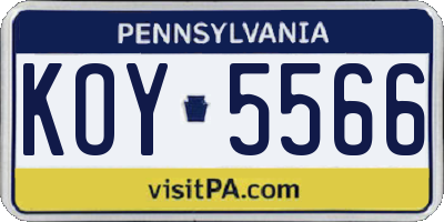 PA license plate KOY5566