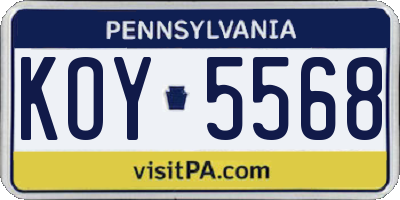 PA license plate KOY5568