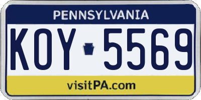 PA license plate KOY5569