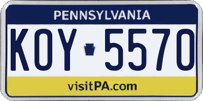 PA license plate KOY5570
