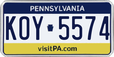 PA license plate KOY5574