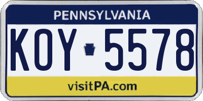 PA license plate KOY5578