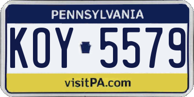 PA license plate KOY5579
