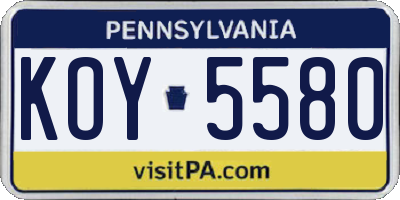 PA license plate KOY5580