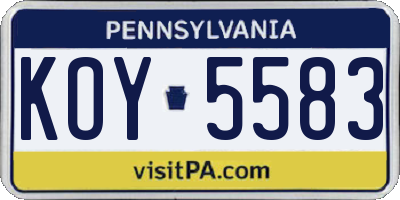 PA license plate KOY5583