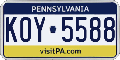 PA license plate KOY5588