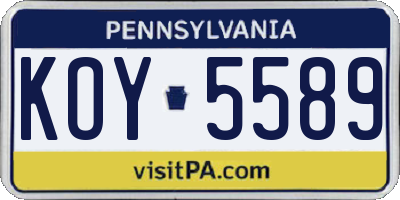 PA license plate KOY5589