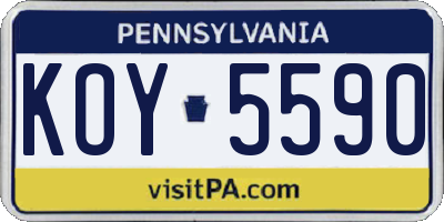 PA license plate KOY5590