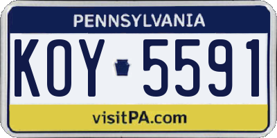 PA license plate KOY5591