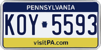 PA license plate KOY5593