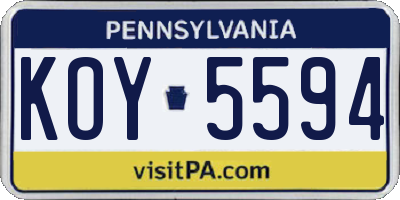 PA license plate KOY5594