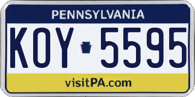 PA license plate KOY5595