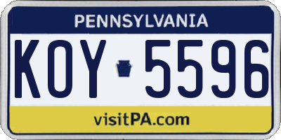 PA license plate KOY5596