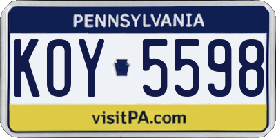 PA license plate KOY5598