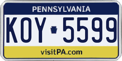 PA license plate KOY5599