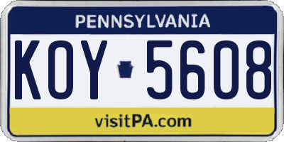 PA license plate KOY5608