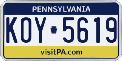 PA license plate KOY5619