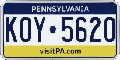 PA license plate KOY5620