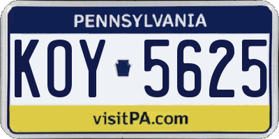 PA license plate KOY5625
