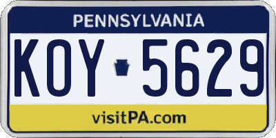 PA license plate KOY5629