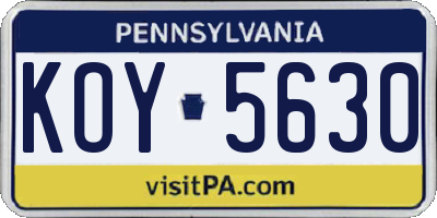 PA license plate KOY5630