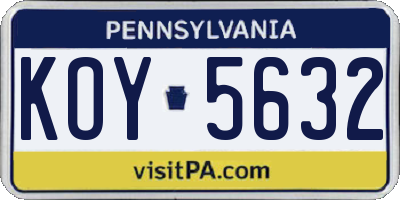 PA license plate KOY5632