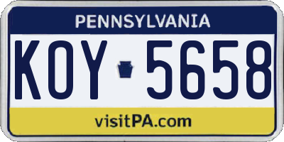 PA license plate KOY5658