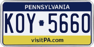 PA license plate KOY5660