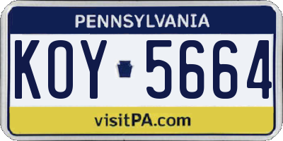 PA license plate KOY5664