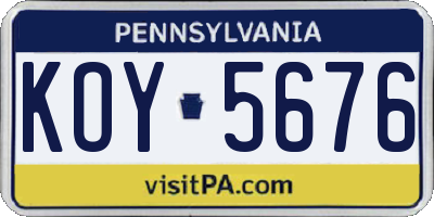 PA license plate KOY5676