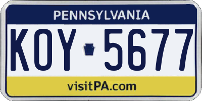 PA license plate KOY5677