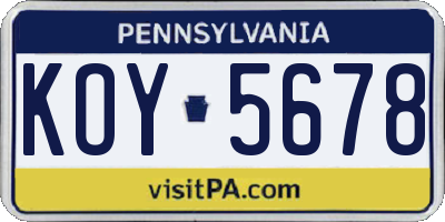 PA license plate KOY5678