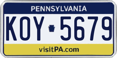 PA license plate KOY5679